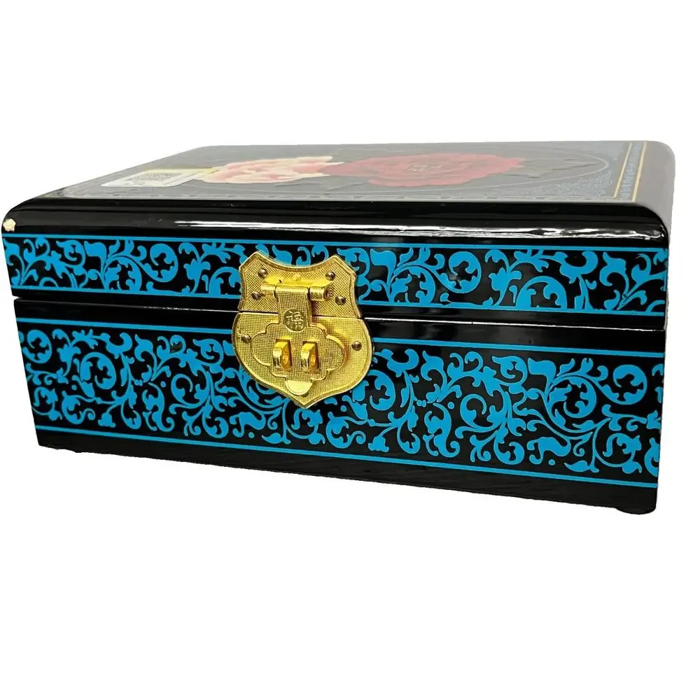Handmade Traditional Polished Lacquerware Jewelry Storage Box - Floral Painting
